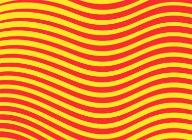 Katalonya bayrağı tarzında dalgalar ya da Senyera posteri. Sarı arka planda kırmızı çizgiler. Katalan kimliği ve gurur. Bölgeler bağımsızlık, özerklik ve kültür mirası illüstrasyonu için mücadele ediyor