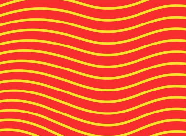 Katalonya bayrağı tarzında dalgalar ya da Senyera posteri. Sarı arka planda kırmızı çizgiler. Katalan kimliği ve gurur. Bölgeler bağımsızlık, özerklik ve kültür mirası illüstrasyonu için mücadele ediyor