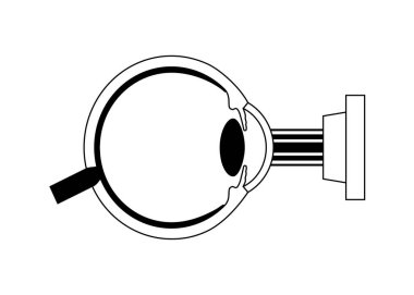 Lazer göz ameliyatı ikonu. Görüş bozukluğu, miyopluk, miyopluk ve astigmatizm sorunları. Acısız bir işlem korneayı, insan gözü anatomik düz vektör çizimini yeniden şekillendirir.