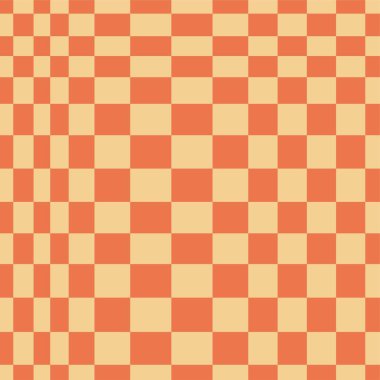 Psikedelik dama tahtası deseni. Pastel renkler ve tuhaf geometrik şekiller içeren göz alıcı bir tasarım. Optik illüzyonlar retro sanat, grafik büyüleyici görsel vektör illüstrasyonu