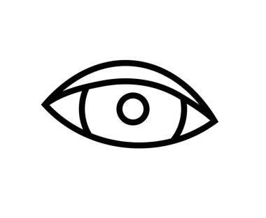 İnsan gözü ikonu. Optalmoloji merkezi ya da klinik logosu. Optimetri kavramı. Görme muayenesi, teşhis ve tedavi konsepti. Göz küresi, göz kapağı ve göz kapağı tıbbi poster düz vektör çizimi