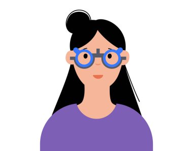 Oftalmik deneme çerçevesi cihazı. Düzeltici lenslerle ayarlanabilir gözlük çerçevesi. Görme muayenesi. Oftalmoloji merkezi. Kırılma hatası testi, şaşı ve prebyopia tedavi vektörü illüstrasyonu