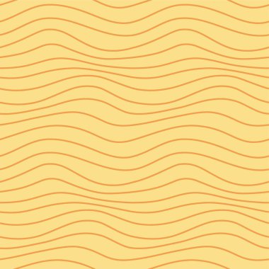 Sarı dalgalı çizgiler. Renkli dalgalı bir poster. Kıvrımlı şekiller, iz boyama konsepti. Soyut düz geometrik doku. Optik illüzyon arka planı, estetik baskı vektörü illüstrasyonu