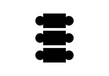 Belkemiği anatomik posteri. Omurga merkezi ya da kiropraktör kliniği için logo ya da ikon. Omurgalar arası foramen, boyun, göğüs ve bel bölgeleri insan omurları düz vektör medikal illüstrasyon.