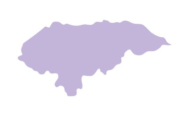 Honduras ana hatlı posteri. Orta Amerika ülke sınırı siluet haritası düz vektör. Beyaz arkaplanda mor simge çizimi