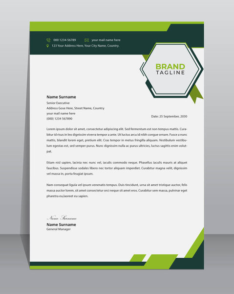 Creative and modern business letterhead, stationery and brand identity template design with A4 creative vector shape