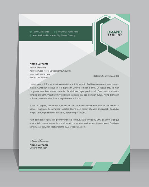 Creative and modern business letterhead, stationery and brand identity template design with A4 creative vector shape