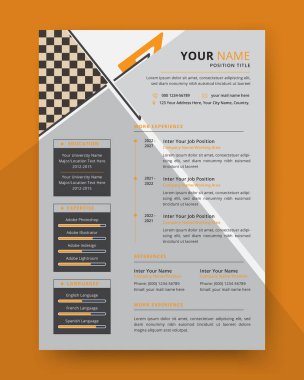 Ticari işler, kapak mektupları, iş uygulamaları ve vektör içinde müfredat vitae şablonu düzeniyle yaratıcı ve minimalist özgeçmiş veya CV şablon tasarımı
