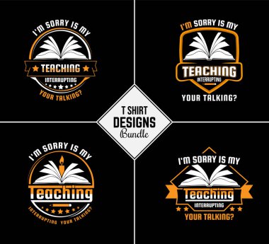 Yaratıcı öğretmenlik günü motivasyonu ve vektör şekilli klasik öğretmen tişörtü tasarımı paketi