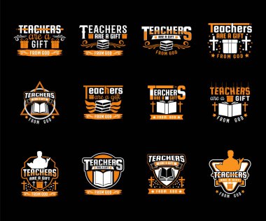 Yaratıcı öğretmenlik günü motivasyon ve vektör şekilli öğretmen t-shirt tasarımı mega demet