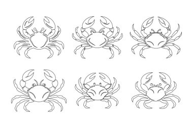 Beyaz arkaplanlı yengeç çizgisi tasarım paketi