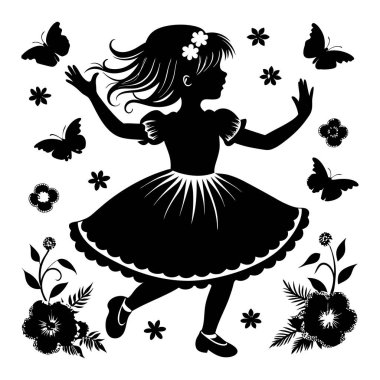 Vektör tarzında dans eden kız silueti
