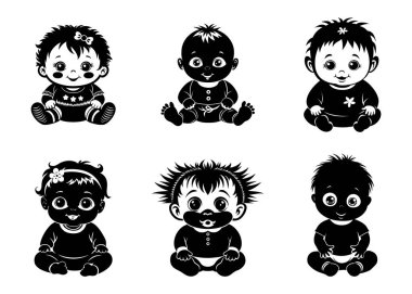 Beyaz arkaplanlı bebek silueti dizayn paketi