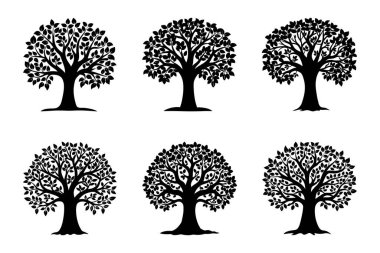 Vektör Klip Sanatı Biçiminde Ağaç Silueti Paketi