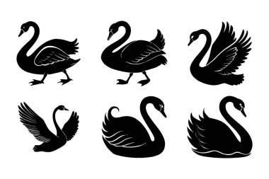 Swan silhouette design in vector style with a white background clipart