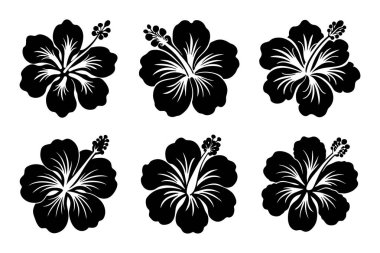 Beyaz arkaplan ile vektör biçiminde Hibiscus siluet tasarımı