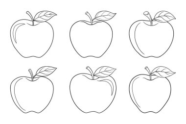 Beyaz arkaplan ile vektör biçimi klipsleme sanatında Apple siluet demeti