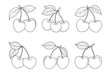 Beyaz arkaplan ile vektör biçiminde kiraz silueti tasarımı