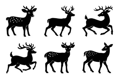 Vektör Klip Sanat Biçiminde Geyik Silueti Paketi