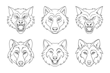 Vektör Klip Sanatı Biçiminde Kurt Silueti Paketi