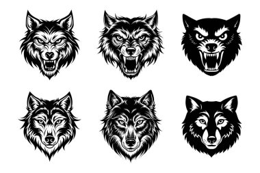 Vektör Klip Sanatı Biçiminde Kurt Silueti Paketi