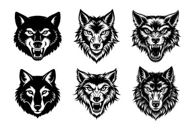 Vektör Klip Sanatı Biçiminde Kurt Silueti Paketi