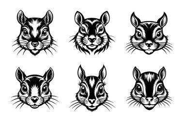 Vektör Klip Sanatı Biçiminde Sincap Siluet Paketi