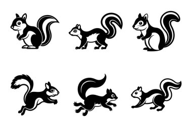 Vektör Klip Sanatı Biçiminde Sincap Siluet Paketi