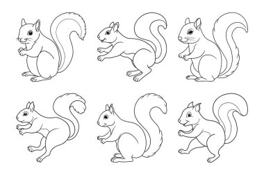 Vektör Klip Sanatı Biçiminde Sincap Siluet Paketi