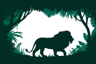 Beyaz arkaplanlı vektör klipsli aslan silueti