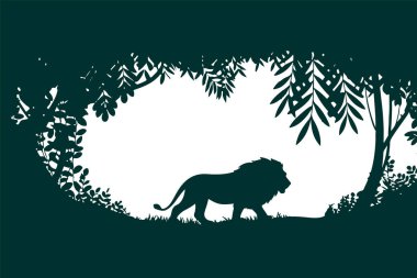 Beyaz arkaplanlı vektör klipsli aslan silueti