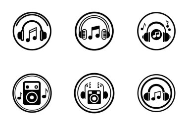 Audio icon bundle set in vector style clipart