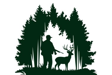 Vektör klipsi sanat tarzında avcı silueti