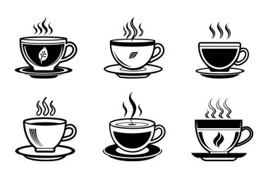 Vektör biçiminde çay fincanı simgesi paketi