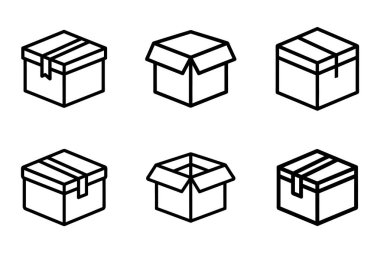 Vektör biçiminde kutu simgesi paketi ayarlandı