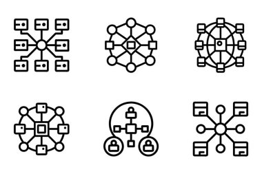 Yaratıcı şekilli vektör biçimi ağ simgesi paketi
