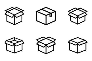 Vektör biçiminde kutu simgesi paketi ayarlandı