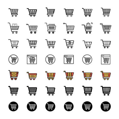 Alışveriş arabası simgesi paketi yaratıcı vektör biçiminde ayarlandı