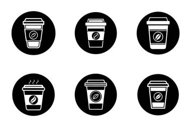 Vektör sanat tarzı kahve ikonu demeti tasarımı