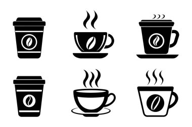 Vektör sanat tarzı kahve ikonu demeti tasarımı