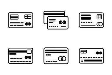 Credit card simge paketi yaratıcı vektör biçiminde ayarlandı