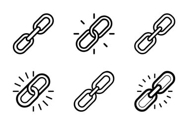 Yaratıcı şekilli vektör biçimi bağlantı simgesi paketi