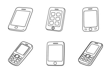 Mobil simge demeti siluet biçimi vektöründe ayarlandı