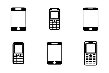 Mobil simge demeti siluet biçimi vektöründe ayarlandı