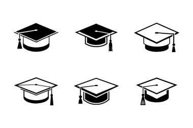 Vektör biçiminde mezuniyet başlığı simgesi paketi ayarlandı