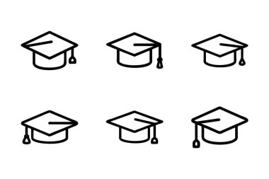 Vektör biçiminde mezuniyet başlığı simgesi paketi ayarlandı