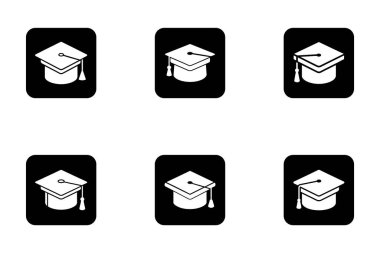 Vektör biçiminde mezuniyet başlığı simgesi paketi ayarlandı