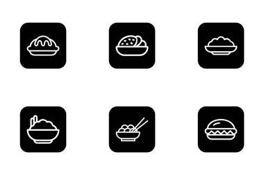 Gıda simgesi paketi siluet biçimi vektör klipsi sanatında ayarlandı