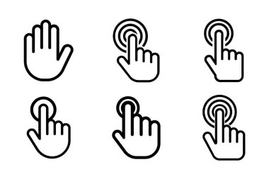 Siluet biçimi vektör tasarımında elle tıklama simgesi demeti