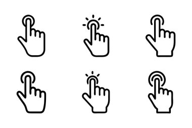 Siluet biçimi vektör tasarımında elle tıklama simgesi demeti